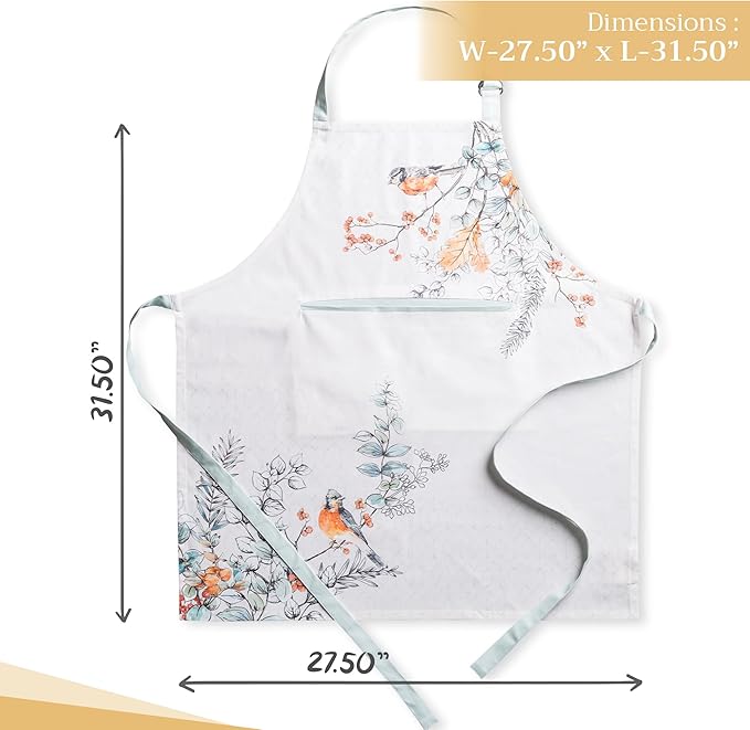 Maison d' Hermine 100% Cotton Apron for women with Pocket Kitchen Chef Apron for Men Cooking Spring Summer