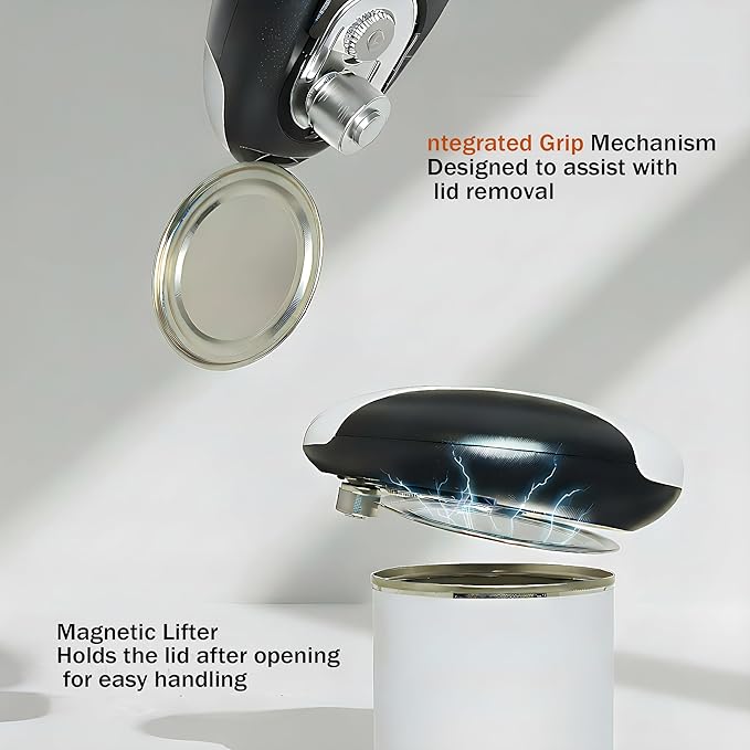 Electric Can Opener, USB-C Rechargeable Automatic Can Opener with Smooth Edge, One-Touch Operation, Magnetic Lid Hold, Easy Kitchen Gadget for Seniors, Fits Most Can Sizes
