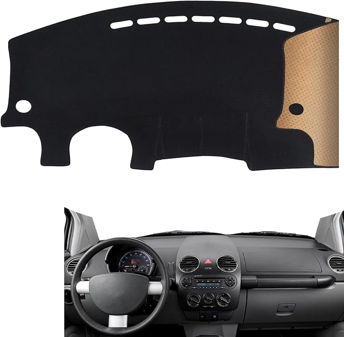 Dash Cover, Anti-Glare, Sun Protection, Dustproof, UV-Proof, Dashboard Covers, Interior Car Accessorie Fit for 1998 1999 2000 2001 2002 2003 2004 2005 2006-2010 Vo-lkswagen Beetle, Black