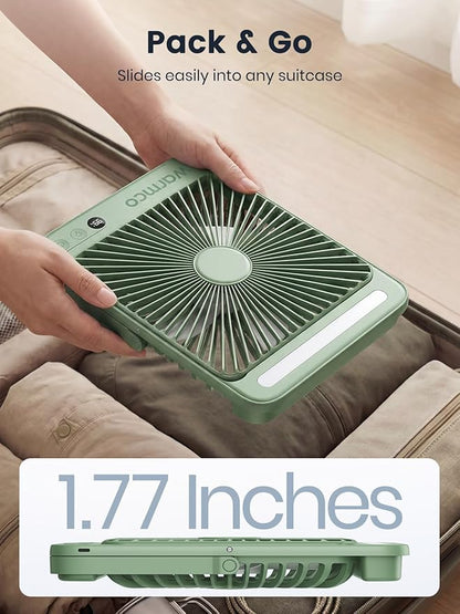 Warmco 20000mAh Battery Powered Fan, 8-Inch Ultra-Slim Portable Camping Fan with LED Lantern, Up to 48H Runtime Rechargeable Desk Fan for Bedroom, Outdoor, Tent, Travel, Cruise Ship Essentials