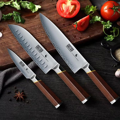 HOSHANHO 3 Pieces Knife Set, Ultra-Sharp Japanese Super Steel Kithen Knives Set, Professional Chef Knife Set with Ergonomic Wooden Handle & Gift Box