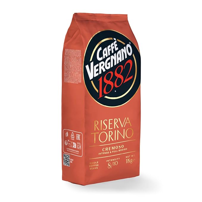 Caffe Vergnano Riserva Torino Cremoso Arabica Robusta Coffee Beans, 2.2 lb Bag - Medium Roast Whole Bean Espresso Blend for Espresso Machine, Moka Pot, Drip Coffee Maker & French Press