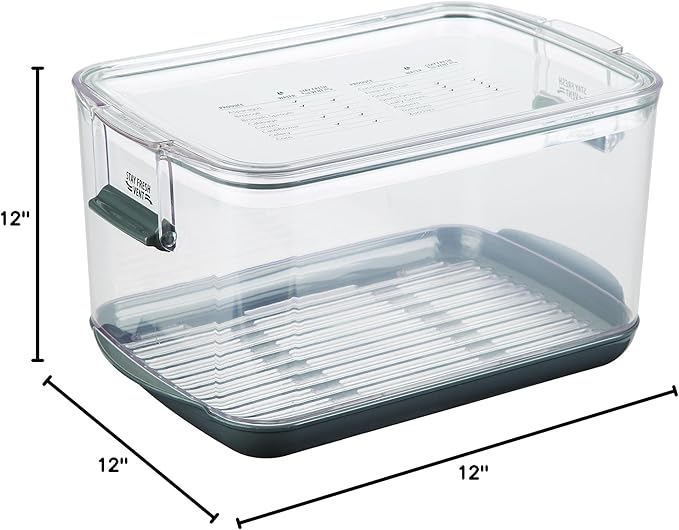 Progressive International Prepworks ProKeeper Food Fresh Produce Storage Container Set, 5- Piece, Clear Containers with Gray Sealed Tight Lids