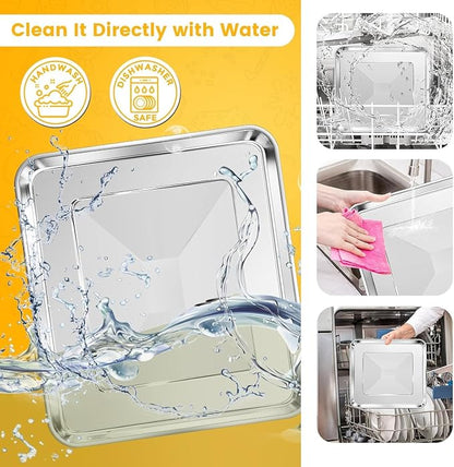 GWY 2PCS Air Fryer Accessories parts for Cuisinart TOA-60 TOA-65 TOA-70 Toaster Convection Oven, 12 * 11'' Tray Replacement Steel Pan Toaster Oven Accessories Parts