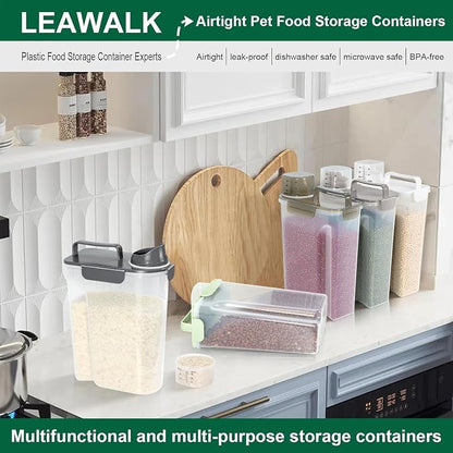 LEAWALK 5Lbs Airtight Cat Dog Food Storage Container with Upgraded Large Nozzle BPA-Free, Pet Food Storage Containers for Rice, Grain, Pet Food, Flour, Dog Treat Storage (Black×2, 5L-2pack)