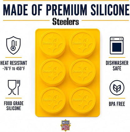 Masterpieces NFL Pittsburgh Steelers Silicone Muffin Baking Pan - Oven & Microwave Safe, Dishwasher Safe