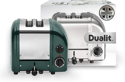 Dualit Classic 2 Slice NewGen Toaster - Stainless Steel - Hand Built in the UK - Replaceable ProHeat elements - Defrost Bread - Mechanical Timer - Evergreen Classic Toaster