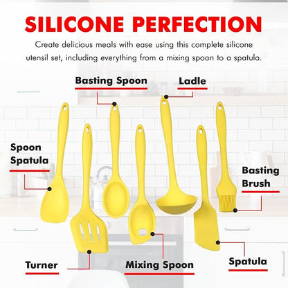 Chef Craft Premium Silicone Kitchen Tool and Utensil Set, 7 Piece, Yellow