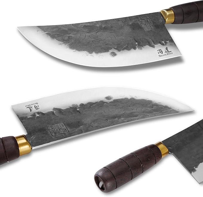 SHANGDAO Cleaver Knife, 7.9 Inch Hand Forged Meat Cleaver Heavy Duty Chopper German High Carbon Stainless Steel Butcher Knife with Full Tang Handle, Home Kitchen and Restaurant Helper, Ultra Sharp