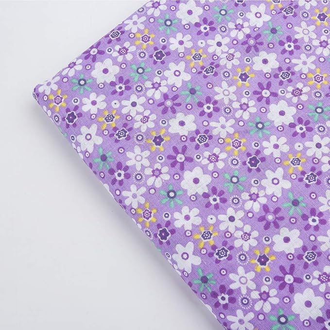 7Pcs 20" x 20" Cotton Fabric DIY Making Supplies Quilting Patchwork Fabric Fat Quarter Bundles DIY for Quilting Cotton Patchwork Cushions (Purple, 20" x 20")