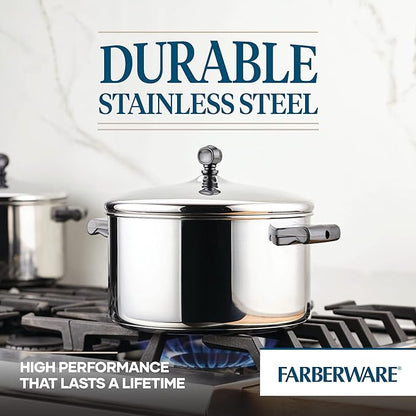 Farberware Classic Series Stainless Steel Stockpot with Lid, 6-Quart Pot