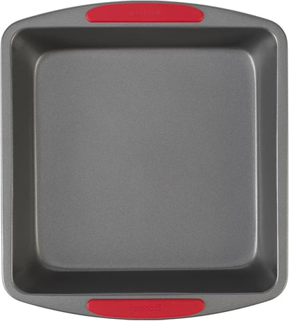 GoodCook MegaGrip Baking Pan with Silicone Grip Handles Square Non-Stick Heavy-Gauge Steel Cake Pan Baking Dish for Brownies Bread Cake Baked Goods & More,Dishwasher Safe,8x8-Inch,(Pack of 12)