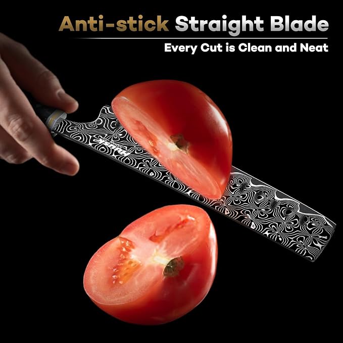 Huusk Damascus Nakiri Knife 7 Inch, Japanese Damascus Steel Chef Knives, Cleaver and Vegetable Knife with Ergonomic Resin Handle, Razor Sharp Kitchen Knives, Birthday Cooking Gifts for Men and Women