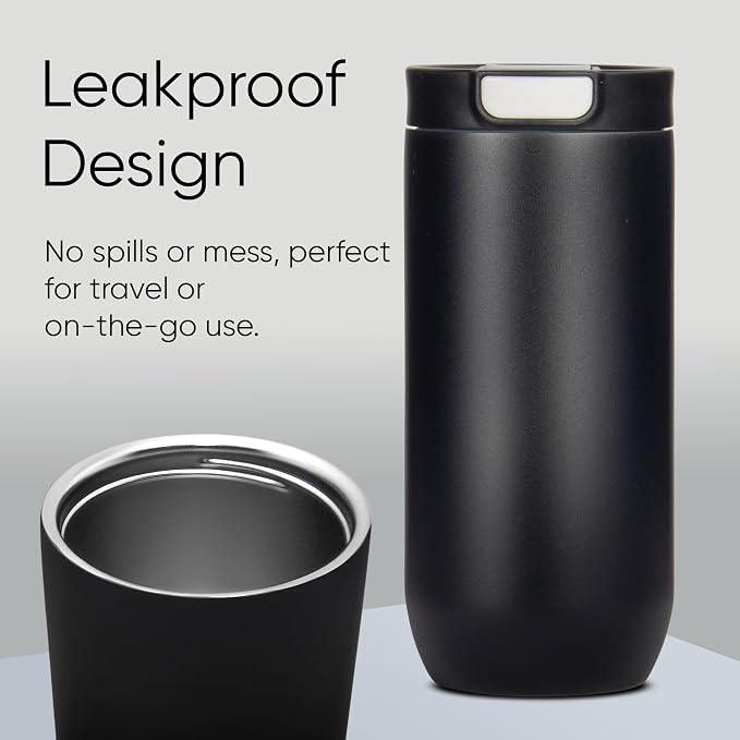 Insulated Stainless Steel Coffee Tumbler, 16.9 oz, Double-wall Insulated, Leakproof, BPA Free (ONYX)