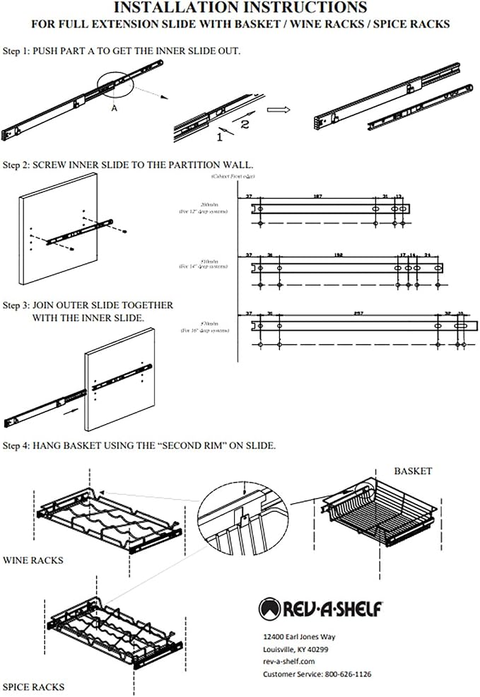 Rev-A-Shelf Sidelines 5WBR-18CR-1 18" Chrome Single Wire Pullout 4 Wine Bottle Rack Organizer for 14" Deep Kitchen Pantry or Bar Cabinet Closet