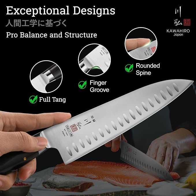 Professional Chef Knife, 9.5" Handcrafted Japanese Chef Knife for Efficient Kitchen, Japan High Carbon Alloy Steel Gyuto Knife with Hollow Blade, Premium Rosewood Handle, Cooking Gift for Men Women