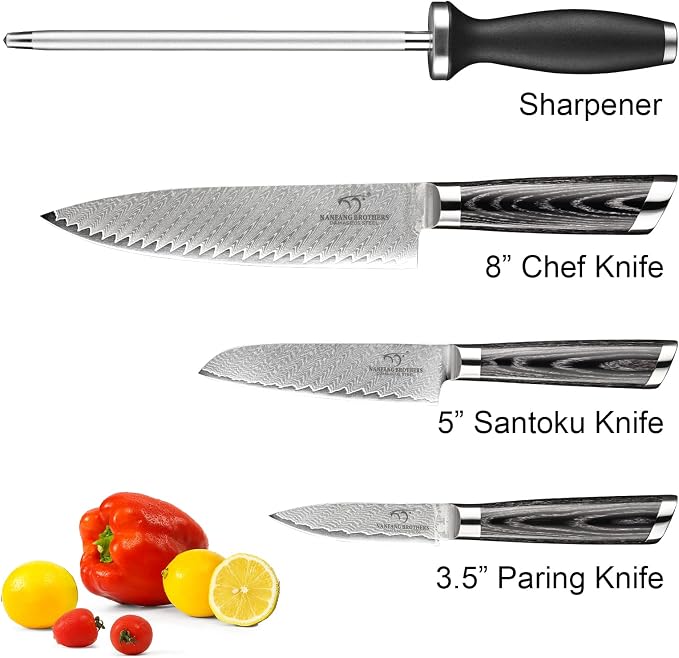 NANFANG BROTHERS Damascus + VG10 Knife,73 Layers, Sharp,Multi-functional,Cooking Utensils,Cutting Meat,Vegetables,Fruits,Home Use,Commercial
