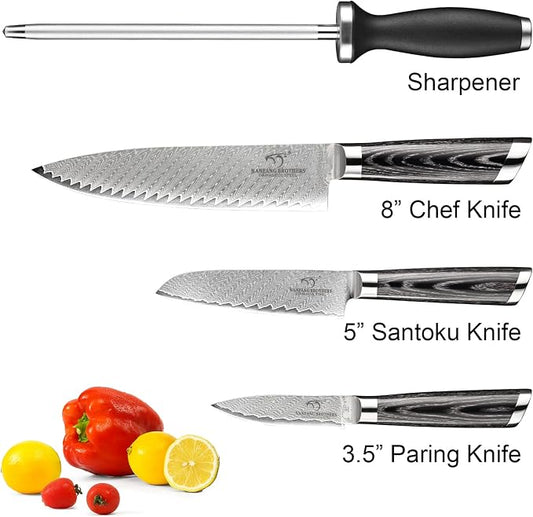 NANFANG BROTHERS Damascus + VG10 Knife,73 Layers, Sharp,Multi-functional,Cooking Utensils,Cutting Meat,Vegetables,Fruits,Home Use,Commercial
