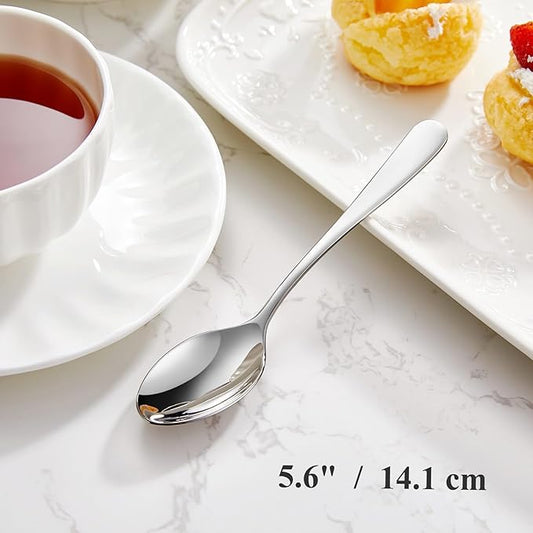 KEAWELL Premium Louise Small Spoons, 18/10 Stainless Steel, 5.6-Inch Mini Dessert & Tea Spoon, Set of 6, Dishwasher Safe (5.6 inches, 6)
