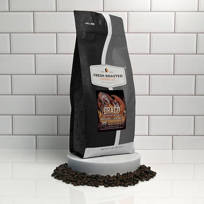 Fresh Roasted Coffee, Organic Drago Café Blend Whole Bean Coffee, Medium Roast, USDA Organic, Kosher, 2 lb (32 oz)