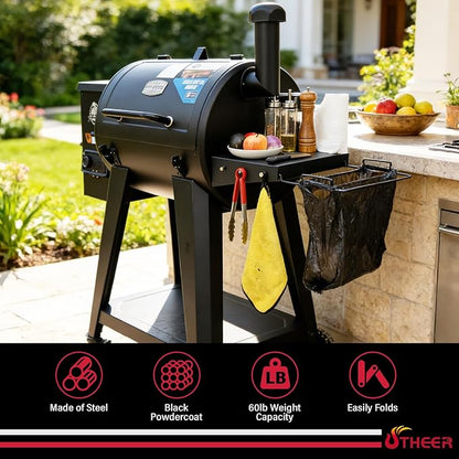Utheer Grill Side Shelf for Pit boss 700 820 Series Pellet Grill, Heavy Duty Serving Tray Side Shelf Grill Accessories for Pit boss 700, 700FB | Compatible with PB500NX PB700NX PB700FB2 PB700DX PB850FB2 PB850DX PB850M, Trash Bag Holder, Paper Towel Hol...