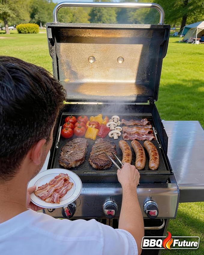 Full Size Griddle Insert for Weber Genesis 300 Series Gas Grills, 7524 Flat Top Grill Griddle Insert with Handles for Weber Genesis E310 E320 S330 EP310 EP320 EP330 CEP-310 Series, Carbon Steel