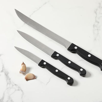 BAMBOO LAND- Kitchen Knife Set, 9 pcs, Stainless Steel Knife Set with Block and Sharpener, Kitchen Knives with Wooden Block