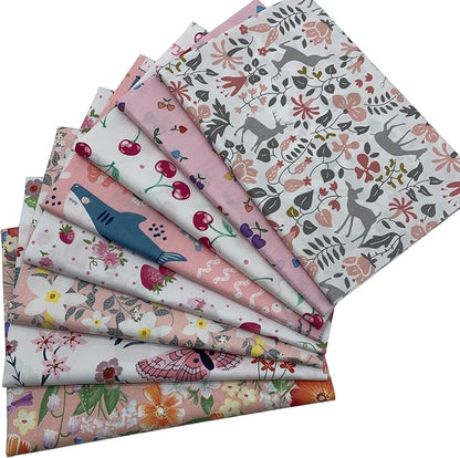 aufodata 8 Pieces 19.6" x 19.6" (50cm x 50cm) Cotton Fabric Squares for Sewing Quilting Patchwork Floral Pattern Precut Fabric for DIY Crafting Artcraft (Pink)