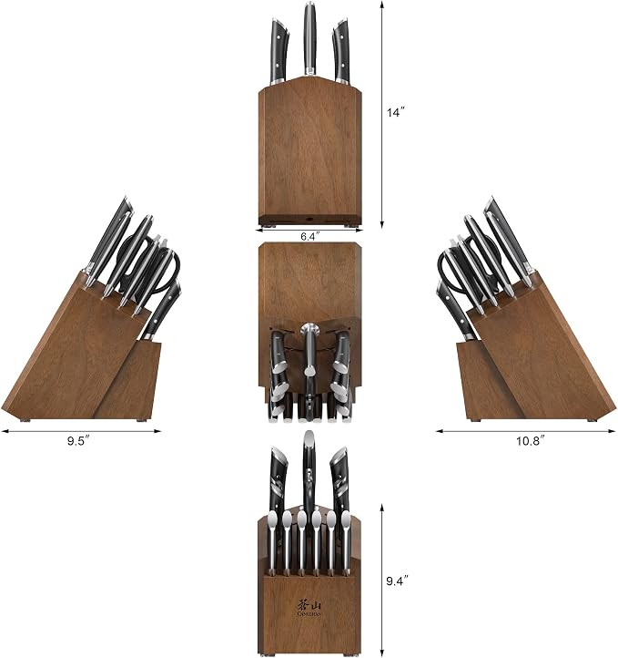 Cangshan HELENA Series German Steel Forged Knife Block Set (17-Piece, Black)