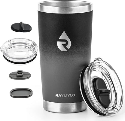 RAYMYLO Insulated Travel Coffee Tumbler 20oz, Detachable & Spill-Proof Slider Lid for Thorough Clean, Stainless Steel Reusable Coffee Mug with Lid Fits Most Car Cup Holder & BPA Free