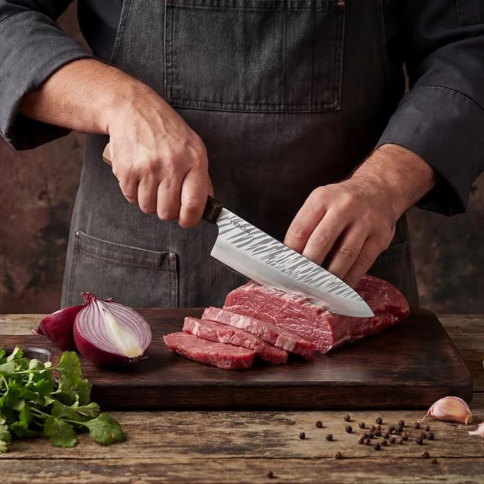 8 Inch Chef Knife, 9-Layer VG10 High Carbon Steel Professional Japanese kitchen Steak Knives, Octagonal Rosewood Handle Cooking Knife sharp chef knife for Home & Restaurant