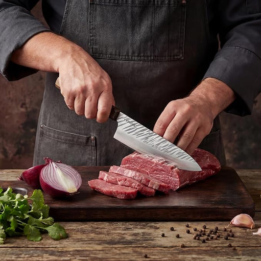 8 Inch Chef Knife, 9-Layer VG10 High Carbon Steel Professional Japanese kitchen Steak Knives, Octagonal Rosewood Handle Cooking Knife sharp chef knife for Home & Restaurant