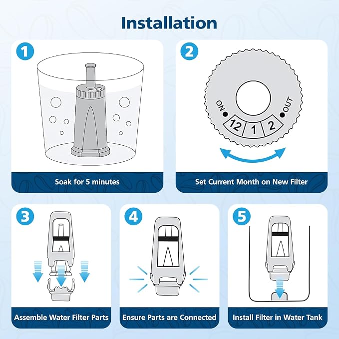 6 Pack Upgrade Water Filters Compatible with Breville BES880 Barista Touch, BES990 BES980 Oracle Touch and BES878 BES920 Bambino ClaroSwiss Sage Espresso coffee Machine, #BES008WHT0NUC1