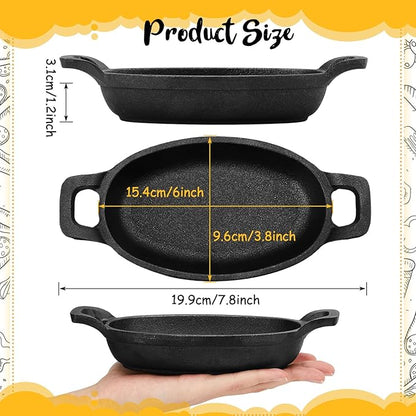 Uiifan 6 Pieces Mini Cast Iron Skillet Set, Individual Serving Oven & Stovetop Pans for Baking, Roasting, Grilling & Appetizers for Parties, Restaurants & Home Kitchens