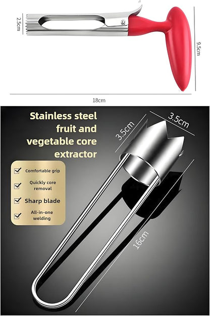 Fruit and Vegetable Corer Pepper Seed Apple Remover Bell Pepper Tomato Corer Tool Stainless Steel Kitchen Gadget (Pepper Apple Strawberry corer)