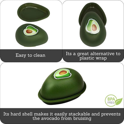 IMUSA Avocado Saver Container 5 Inch Green Plastic Reusable Food Storage Hard Shell Stackable Produce Keeper for Kitchen Organization and Vegetable Drawer Storage
