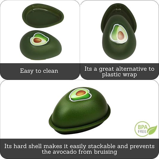 IMUSA Avocado Saver Container 5 Inch Green Plastic Reusable Food Storage Hard Shell Stackable Produce Keeper for Kitchen Organization and Vegetable Drawer Storage