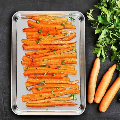 TeamFar Baking Tray and Rack Set, Stainless Steel Baking Pan Cookie Sheet with Cooling Rack, 12.5 x 9.5 x 1 inch, Non Toxic & Healthy, Easy Clean & Dishwasher Safe