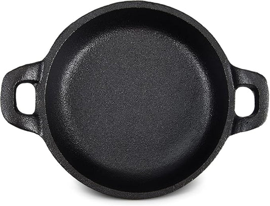 Ziliny Mini Cast Iron Skillets 5 x 5 x 1.3 Inch Cast Iron Pan Small Ramekin Set Black Casserole Dish Cookware Oven Safe Mini Skillets for Kitchen Indoor Outdoor Picnic (1 Pack)