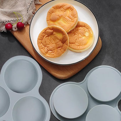 Silicone Egg Molds for Oven 2 Pcs, 4 Inch Silicone Muffin Top Pan Jumbo for Air Fryer, Nonstick Hamburger Bun Pans for Baking, Round Egg Mold for Breakfast Sandwiches Pie Tart Cake, Grey