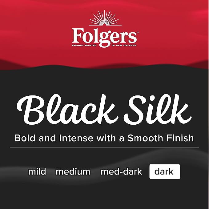 Folgers Black Silk Dark Roast Coffee, 9.6 Ounces (Pack of 6)