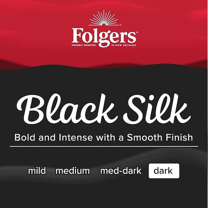 Folgers Black Silk Dark Roast Coffee, 9.6 Ounces (Pack of 6)