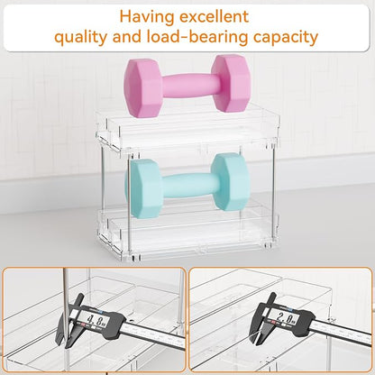 Yieach 2 Tier Sliding Spice Racks for Cabinets,4 Pack 10.4'' Deep Narrow Vertical Spice Rack Pull Out for Inside Cabinets,Kitchen,Pantry,Cupboard Seasoning,Jar Organizer and Medicine Cabinet Storage
