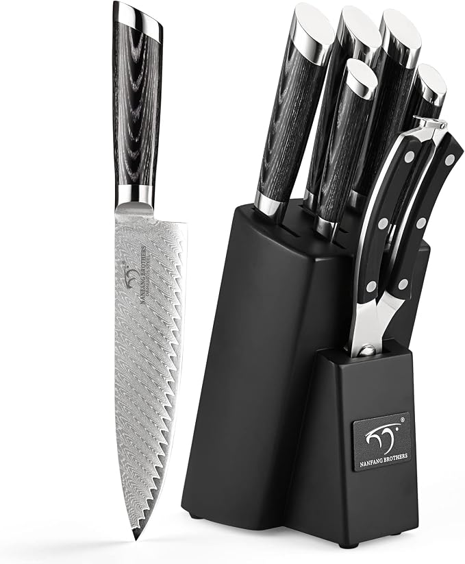 NANFANG BROTHERS Damascus + VG10 Knife,72 Layers, Sharp,Multi-functional,Cooking Utensils,Cutting Meat,Vegetables,Fruits,Home Use,Commercial