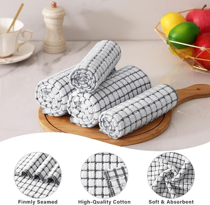 Homaxy Kitchen Towels and Dishcloths Set, 16 x 25 and 12 x 12 Inches, Set of 8 Cotton Terry Kitchen Dish Towels, Super Soft and Absorbent Dish Cloths, Grey
