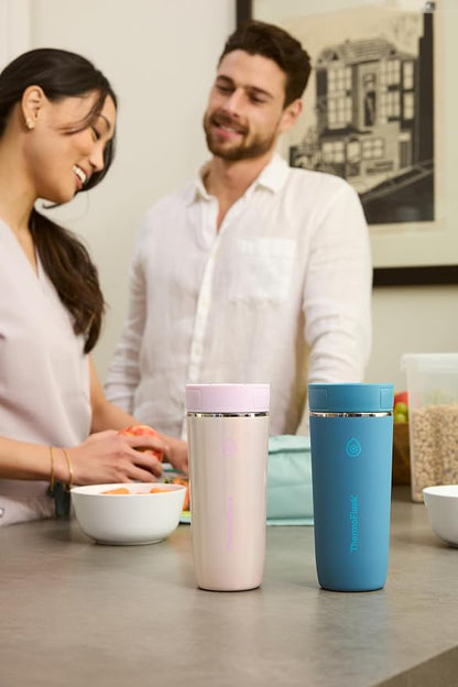 ThermoFlask Stainless Steel Travel Coffee Tumbler with Sip-N-Lok Auto-Seal Lid (16 oz, Shaded Teal) - Leakproof Insulated Mug for Coffee & Tea