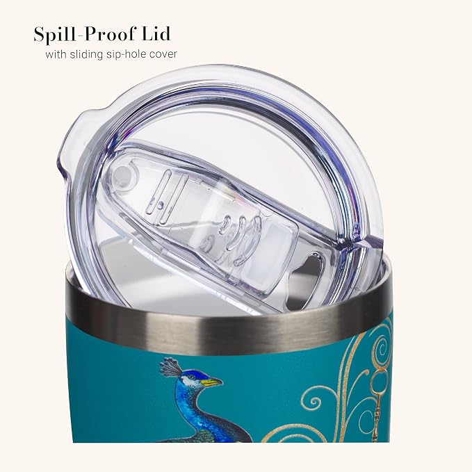 Christian Art Gifts Stainless Steel Double Wall Vacuum Insulated Tumbler 18 oz Peacock Teal Travel Mug with Retractable Lid Inspirational Bible Verse for Women - Blessed Faith -Jeremiah 17:7