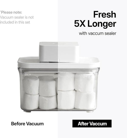 VAKUEN Premium Airtight Food Storage Containers, Mini Square 3pc/set(0.32qt), Smart One-Click Seal Lid, No Hinges, 100% Leak Proof, BPA-FREE, Dishwasher, Freezer & Microwave Safe