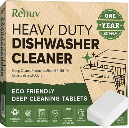Renuv® Coffee Maker Cleaner + Dishwasher Cleaner Bundle | Heavy Duty, Kitchen Appliance Deep Cleaning, Descaling, 12 Tablets of Each