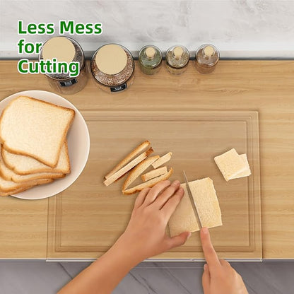 Acrylic Cutting Board with Juice Groove, Non Slip Clear Cutting Board with Counter Lip, 17.5x13.5 Inch Cutting Boards for Kitchen Countertop, Dough Mat, Kitchen Gadgets 2026, Gifts for Women